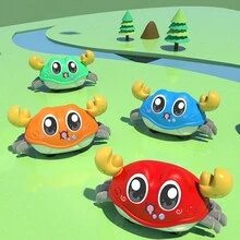 1件蓝色中号双向螃蟹玩具回力儿童仿真爬行宝宝婴儿惯性儿童玩具男童女孩玩具 - 藍色 - 查看 2