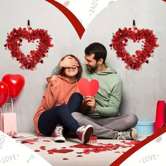 1pc Valentine'S Day Heart-Shaped Wreath, Decoration For Mother'S Day, Wedding, Anniversary, Home, Scene, Theme Party,Home Decor ,Room Decor,Wall Decor