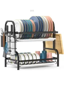 Escurridor de Trastes, Organizador de Platos de 2 Niveles - Multicolor - Ver 1