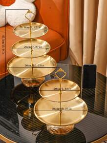 不銹鋼多層蛋糕和糕點架、水果盤、甜點展示架、桌面整理架、零食托盤 - 金色 - 查看 3
