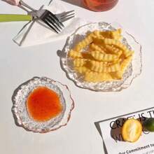 1pc Glacial Glass Breakfast Plate, Sauce Dish, Western Dessert Plate, Ideal For Festivals And Restaurants - Clear - View 1