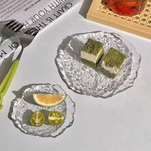 1pc Glacial Glass Breakfast Plate, Sauce Dish, Western Dessert Plate, Ideal For Festivals And Restaurants - Clear - View 4