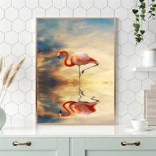 1pc Frameless  The Red Flamingo Under The Sunset Canvas Wall Art Poster, Modern Natural Scenery Canvas Painting For Living Room,Bedroom, No Frame Included - Multicolor - View 10