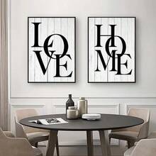 3入組帆布印花海報,黑白字母和木質背景的愛情主題,現代北歐風格,適用於客廳、臥室、沙發背景裝飾、門廳和桌面裝飾,情人節禮物、家居裝飾、掛牆、替換芯、不含畫框,安全pvc管包裝 - 彩色 - 查看 3
