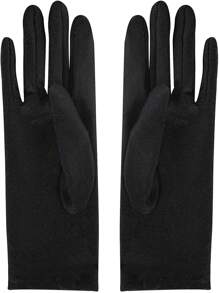 1 Pair Black Satin Gloves For Women As Wedding, Prom & Dance Performance Costume Accessories - Short Length, Elastic, Sun Protection Autumn Accessories - Black - View 5