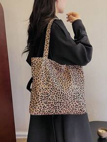 1個休閒實心灰色法蘭絨簡約輕便摺疊肩提袋,適用於購物和日常使用 - 彩色 - 查看 2