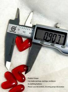 10个/包，约16.5克，包含全新半透明树脂心形贴纸、乳胶手机壳DIY材料、V形简约配件，可用于制作耳环、手链、项链、戒指和发夹等装饰品。 - 紅色 - 查看 8