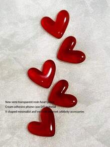 10个/包，约16.5克，包含全新半透明树脂心形贴纸、乳胶手机壳DIY材料、V形简约配件，可用于制作耳环、手链、项链、戒指和发夹等装饰品。 - 紅色 - 查看 7