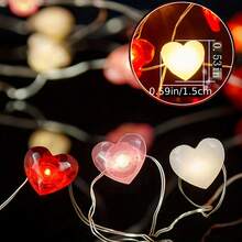 1入情人節裝飾燈,1入20燈愛心串燈,心形led燈飾,適用於聖誕、情人節、婚禮、派對場合裝飾 - 彩色 - 查看 4