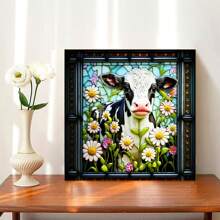 1套7.87x7.87英寸/20x20cm Diy 5d鑽石畫套件,動物系列公牛馬賽克家居牆壁裝飾藝術品,使用全鑽石技術,不含框架 - 彩色 - 查看 4