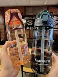 1入650ml可攜式塑料水瓶,附有可拆式吸管矽膠嘴,現代休閒戶外運動水瓶 - 粉色 - 查看 7