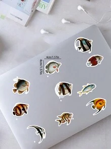 50入組逼真的海洋魚塗鴉貼紙,可用於個性化吉他、筆記本、行李、diy防水貼紙裝飾 - 彩色 - 查看 3