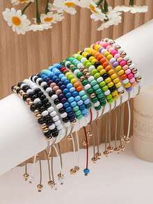 Cross-Border Bohemian Style Alloy Rainbow Beaded Bracelet Creative Handmade Braided Pull Cord Bracelet With Unique Design Sense - Multicolor - View 1