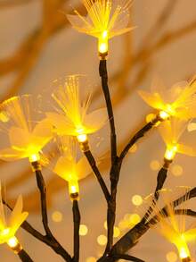Lámpara Para Mesa De Arbol De Luz Led Calida , Con Hojas de Decoración Transparente . - Blanco y Negro - Ver 6