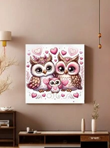 1 件 30*30 厘米/11.8*11.8 英寸无框 5D 钻石画套件，猫头鹰家庭钻石艺术，全钻钻石刺绣，十字绣钻石画艺术品用于墙面装饰 - 彩色 - 查看 3