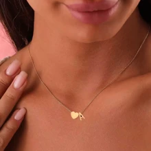 Delicate Heart Initial Necklaces For Women Stainless Steel Chain A-Z Letter Name Pendant Love Necklace Jewelry Anniversary Gift Valentines,Mom,Mother,Mother's Day,Gift
