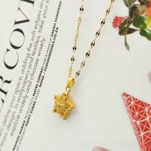 Children's New Hollow-Out Star & Heart Pendant Titanium Steel Necklace Female Niche Design Jewelry - Yellow Gold - View 6