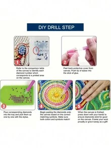 [單面]心形羽冠圖案鑽石畫吊墜,diy 5d特殊造型水晶鑽石掛鑲工藝,適用於家居,花園,門牌牆上裝飾藝術。 - 彩色 - 查看 4