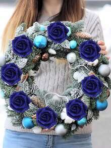 5pcs/Set Artificial Glitter Foam Roses Handmade Material DIY Suitable For Valentine'S Day Wedding Queue Holiday Decoration - Purple - View 7