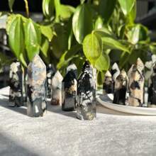 1PC 2.36-3.54inch Natural Crystal Black Cherry Blossom Agate Hexagonal Pagoda Six-Sided Column Tower Crystal Healing Stone ,Raw Stone Sanding  Single-Pointed Demagnetizing Energy Column Obelisk With Powerful Restorative ,Meditation ,Gift - Black Cherry Blossom Agate Hexagonal Column - View 5