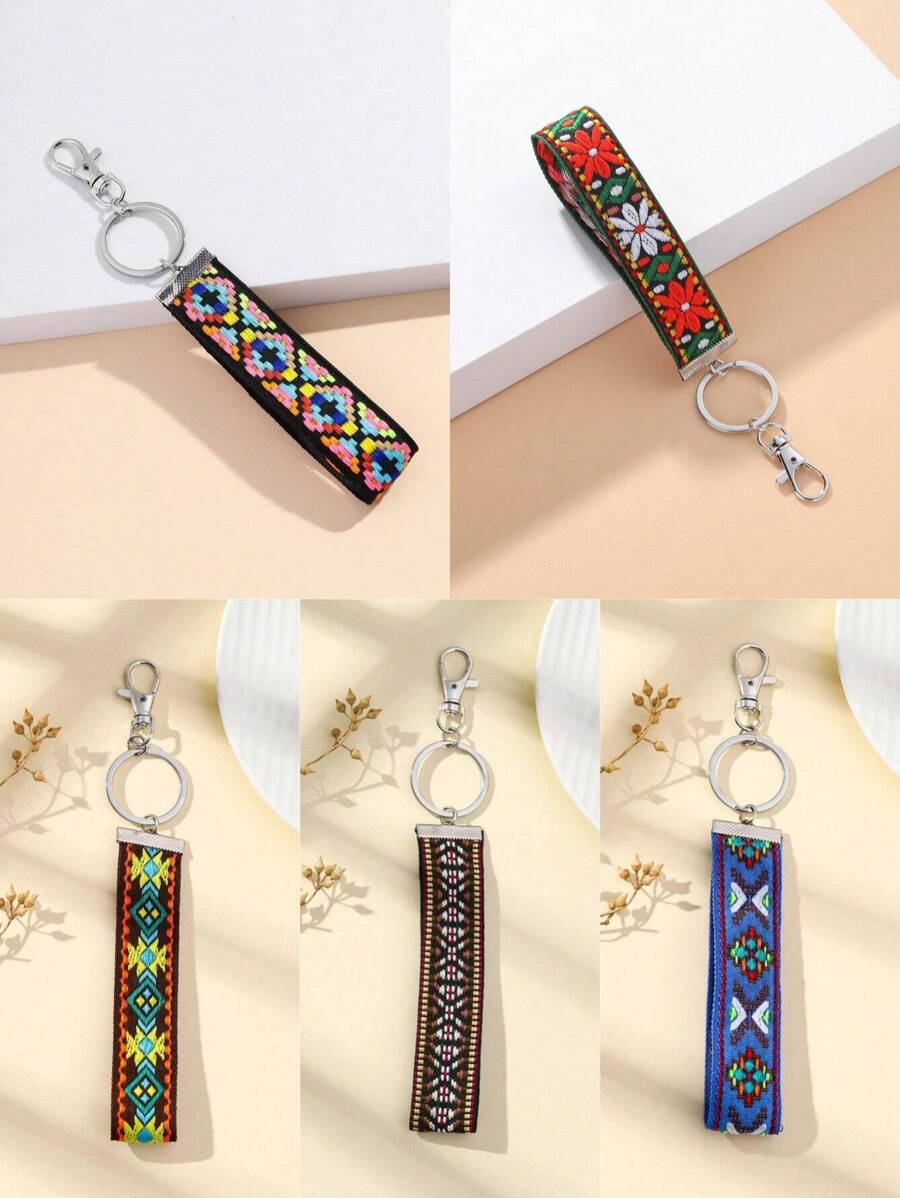 DIY 手工礼物民族风格刺绣腕带钥匙扣、包包装饰挂件、创意节日礼物、商务活动礼物、适合日常使用、手机/汽车配件钥匙圈包包饰品学院风可爱哥特式 Y2k 包包挂绳带身份证夹汽车配件包包饰品圣诞节 - 彩色 - 查看 1