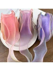 Kích thước Óng ánh Biến đổi dần mỏng Đàn organza Ruy băng Đối với Qủa tặng Dây Quấn Và Thủ công Đồ trang trí - Viền vàng xanh tím - Xem 4