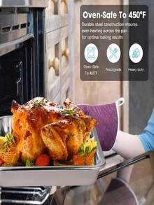 Charola para hornear 49 x 34 x 7 cm cocina pavo galletas - Gris - Ver 2