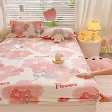 1pc Plush Thicken Bed Cover With Embossed Pattern - Multicolor - View 1