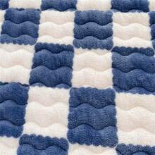 1pc Thickened Flannel Fitted Sheet - Blue - View 3