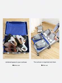 10pcs Grayscale/Black/Pink Non-Woven Fabric Shoe Storage Bag With Drawstring, Dustproof And Transparent Clothing Organizaion Pouch - Grey - View 4