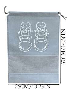 10pcs Grayscale/Black/Pink Non-Woven Fabric Shoe Storage Bag With Drawstring, Dustproof And Transparent Clothing Organizaion Pouch - Grey - View 2