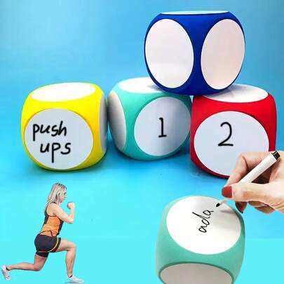 1pc Custom Fitness Dice, Fun Workout Device,Teaching Dice Props, A Pen+2 Replacement Films+1 Dice,Six-Sided Solid Educational Props, Dice EVA Can Be Erased, Classroom Handwriting, Whiteboard, Message Board,Adult Party Games Suitable For Halloween/Christmas/Thanksgiving