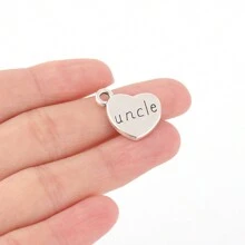 10入組合金心形吊墜，家庭成員字母雕刻吊墜，DIY母親、女兒、姐妹禮物，項鍊手鍊鑰匙扣包飾品珠寶製作15.5x17mm - 銀色 - 查看 12