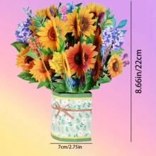 1張賀卡創意花束桌面裝飾品適用於女老闆,朋友,父母的生日,紀念日,創意花卉裝飾,感恩節,母親節,復活節,情人節禮物。 - 彩色 - 查看 2