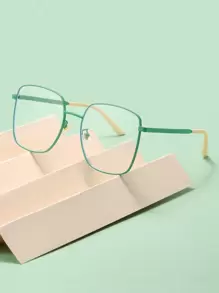 1pair Women's Classic Macaron Color Square Frame Vintage Metal Glasses Clear Glasses Accessories Glasses Accessories For Women