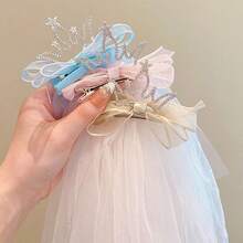 1pc Purple & Pink Mixed Color Mesh Butterfly Hair Clip - Multicolor - View 4