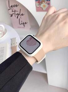 3 件套女士男士时尚可爱柔软硅胶运动表带可调节防水腕带和镂空保护表壳，兼容 表带 38/40/41/42/44/45/46/49 毫米，适用于 Series Ultra/SE/11/10/9/8/7/6/5/4/3/2/1，智能手表配件 - 彩色 - 查看 2