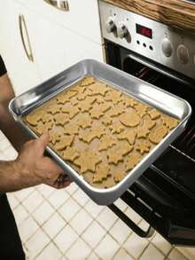 Charola para hornear 49 x 34 x 7 cm cocina pavo galletas - Gris - Ver 3