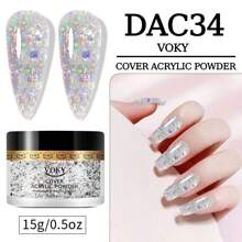 Voky 1pc 15g Crystal Powder Glitter Durable Nail Powder For Nail Extension & 3d Nail Art, Suitable For Nail Salon/Diy Nail Art/At-Home Nail Art, Multiple Colors Available - Multicolor - View 2