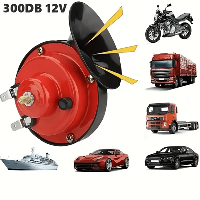 Buzina De Carro De 300db Profissional - Universal Para Motocicletas, Caminhões, Carros E Barcos - Durável, À Prova D'água E Com Som Alto/baixo - Buzina De Carro De Alto Volume -12v