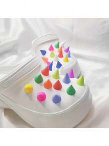 新品街頭風格彩色軟橡膠釘頭16片diy鞋飾套裝,可拆式,非一體成型,按鈕顏色隨機（有關扣釦風格,請參閱詳細圖片） - 彩色 - 查看 1