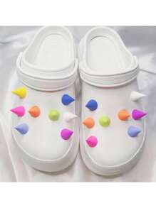 新品街頭風格彩色軟橡膠釘頭16片diy鞋飾套裝,可拆式,非一體成型,按鈕顏色隨機（有關扣釦風格,請參閱詳細圖片） - 彩色 - 查看 3