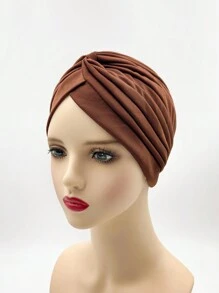 1pc Women's Solid Color Minimalist All-Match Comfortable Outdoor Head Wrap Hat ( Style) - Brown - View 7