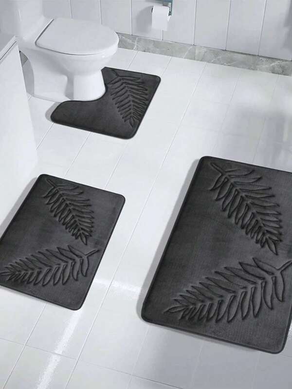A Leaf-Patterned Carpet, Modern Polyester Fiber Rectangular Raised Dot Detail Absorbent Floor Mat Suitable For Living Room, Bedroom, Kitchen And Courtyard Floor Mats Home Bathroom Decor Bath Rug Outdoor Rug Door Mat Summer Bathroom Accessories Back To School