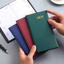 1pc 2024 Planner Notebook, A6 Size, Available In 4 Colors And 2 Languages, Suitable For Students, Office Workers, Daily Planning, Self-Discipline Planning, Work Arrangements, And More Note-Taking Projects - Blue - View 4
