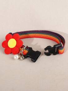 彩虹编织花卉宠物项圈，适合小型犬全年佩戴 - 彩色 - 查看 4