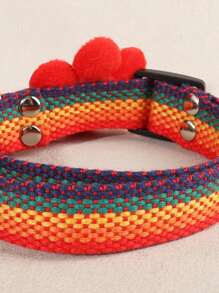 彩虹编织花卉宠物项圈，适合小型犬全年佩戴 - 彩色 - 查看 5