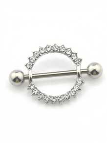 European And American Style Body Jewelry, Stainless Steel With Diamond Decor Nipple Rings - 13003 Blue Model - View 7