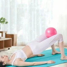 1pc Mini Exercise Pilates Yoga Ball Home Stability Small Curved Board Squishy Training Improves Balance With An Inflatable Straw 9.8 Inches