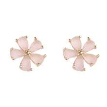 1對時尚五瓣花設計甜美耳環,附貓眼石,適合女性作為時尚高端獨特禮物 - 貓眼石花朵 - 查看 4